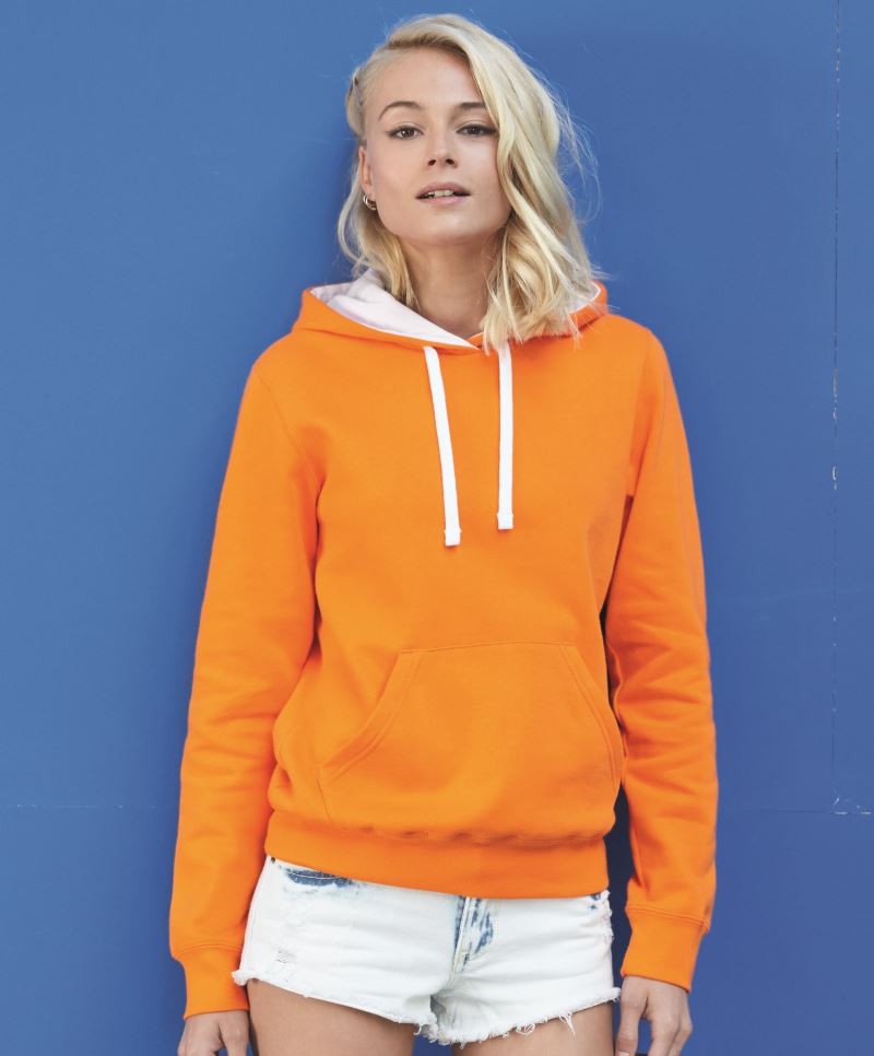 Damen Bicolor Kapuzen Sweater Kariban K465