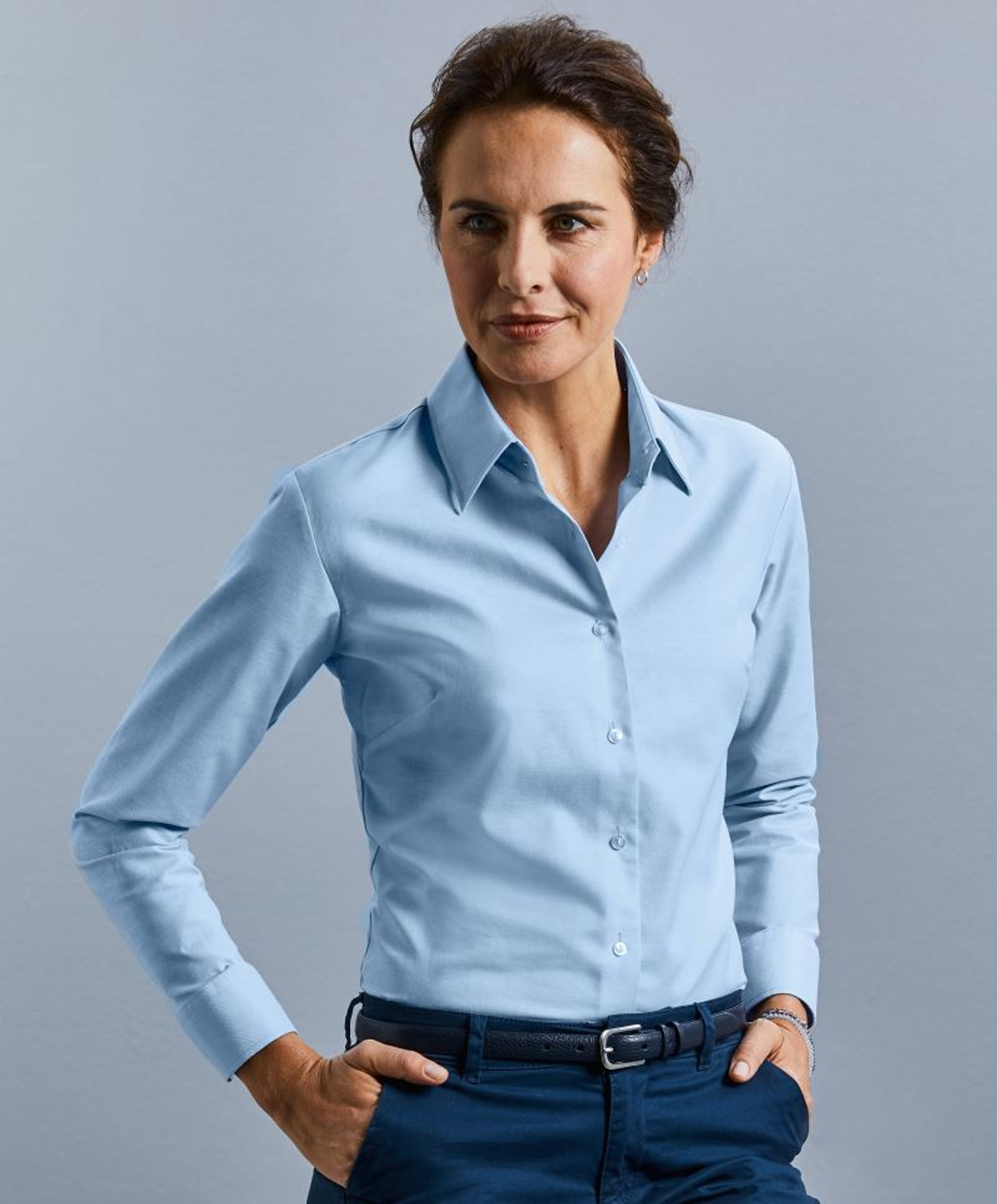 Russell 932F Oxford-Damenbluse langarm pflegeleicht
