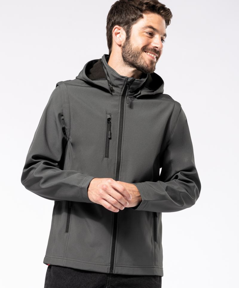 Unisex 3-Lagen Kapuzen Softshell Jacke Kariban K422 mit abnehmbaren Ärmeln