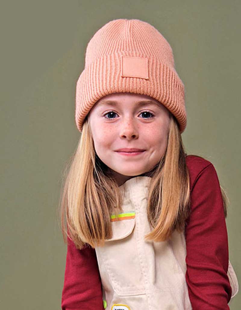 Kids Deep Cuffed Tonal Patch Beanie Beechfield B336B