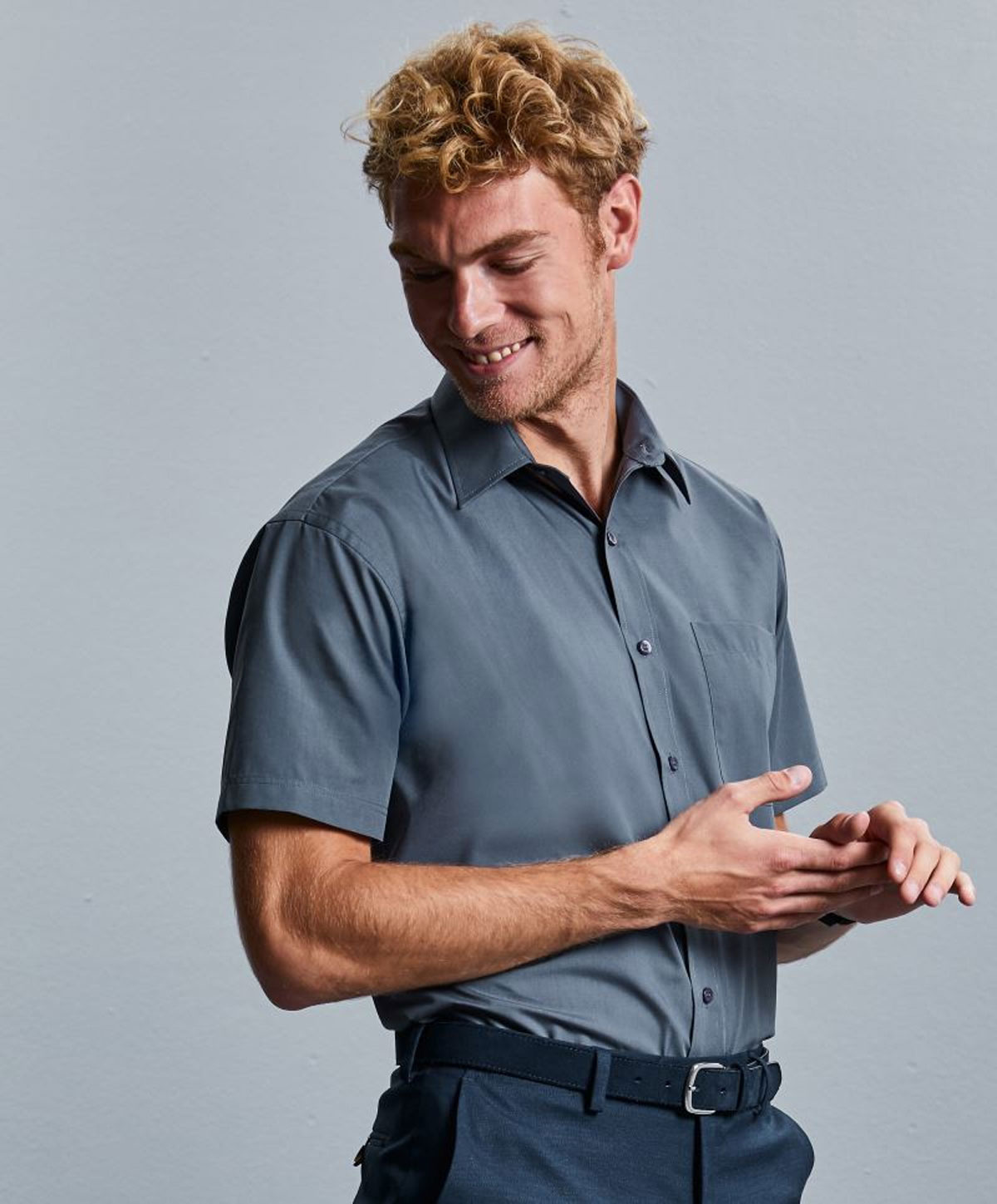 Russell 935M Popeline-Hemd kurzarm pflegeleicht