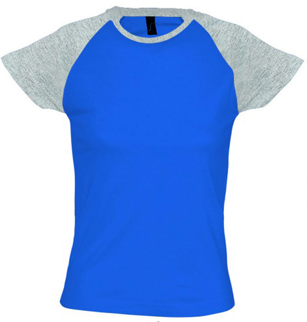 Ladies Milky Contrast Baseball T-Shirt Sol's 11195 royal/grey melange S