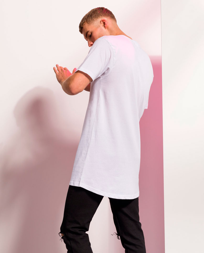 Men`s Longline T-Shirt With Dipped Hem Skinnifit SF258