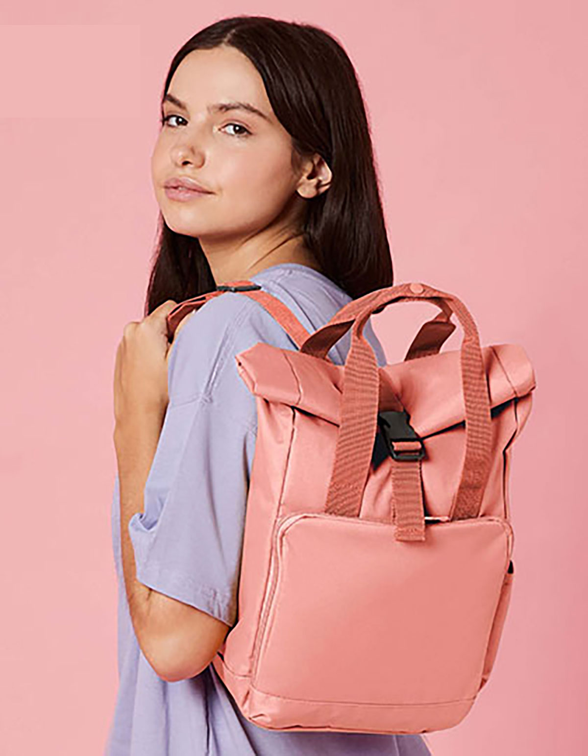 Recycled Mini Twin Handle Roll-Top Backpack BagBase BG118S