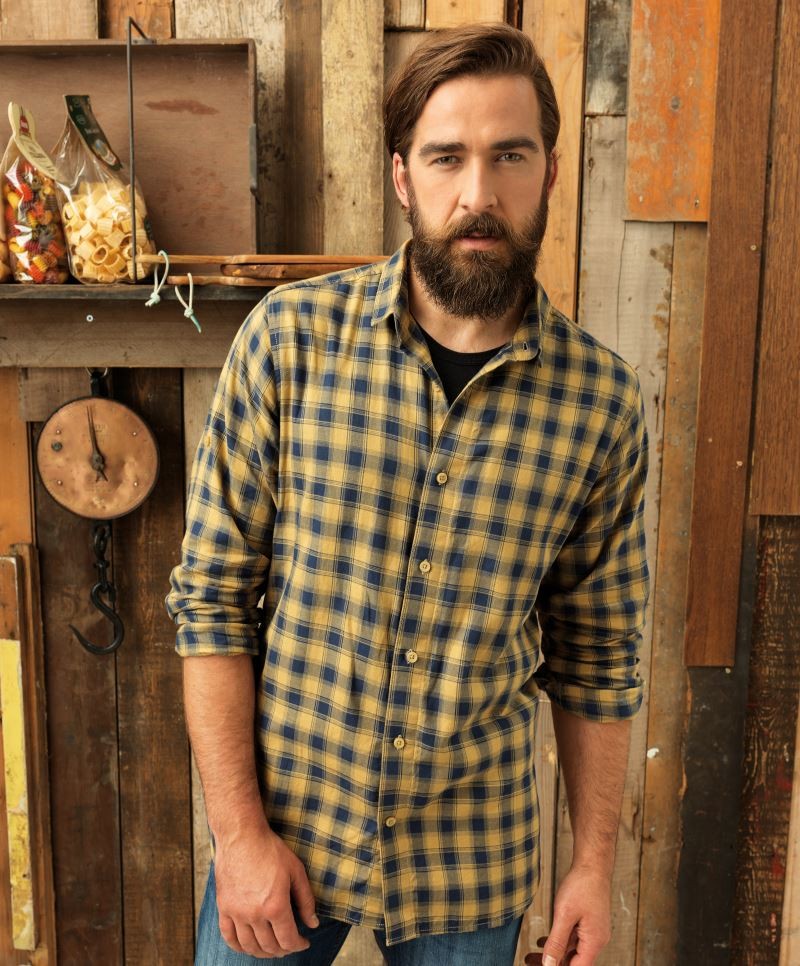 Men's Mulligan Check Cotton Long Sleeve Shirt Premier PR250
