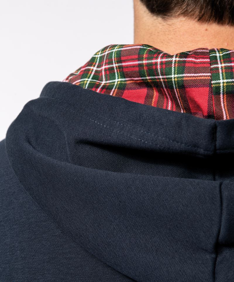 navy/ red tartan