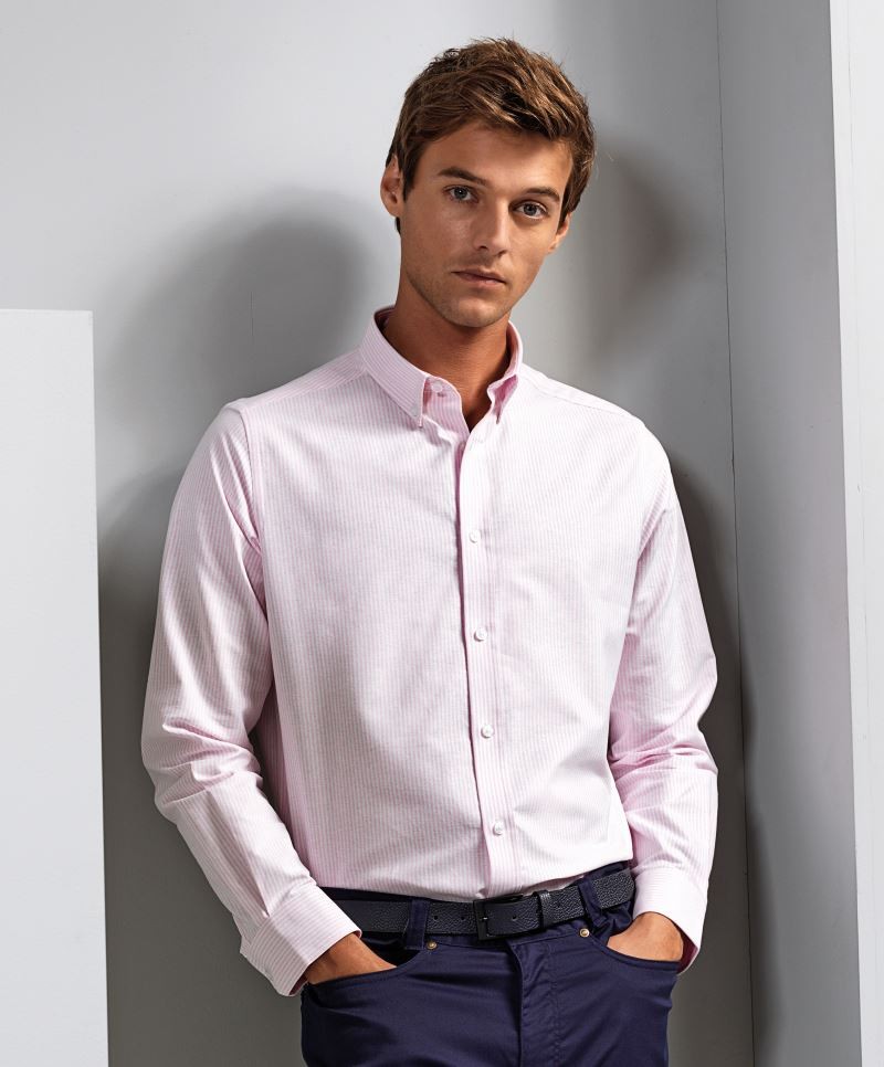 Men’s Cotton Rich Oxford Stripes Shirt Premier PR238
