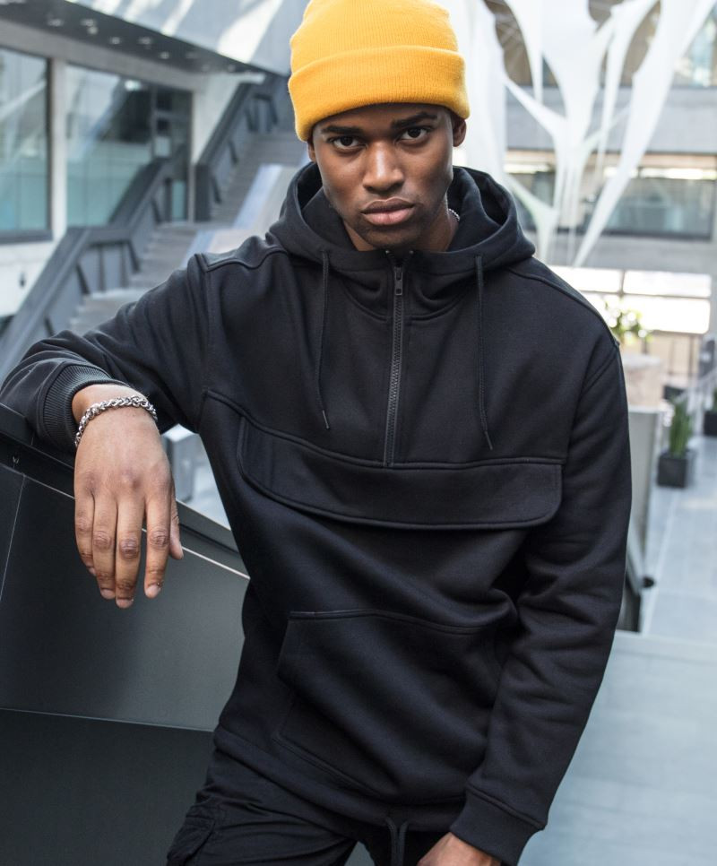 Build your Brand BY098 Kapuzen Sweater mit 1/4 Zip