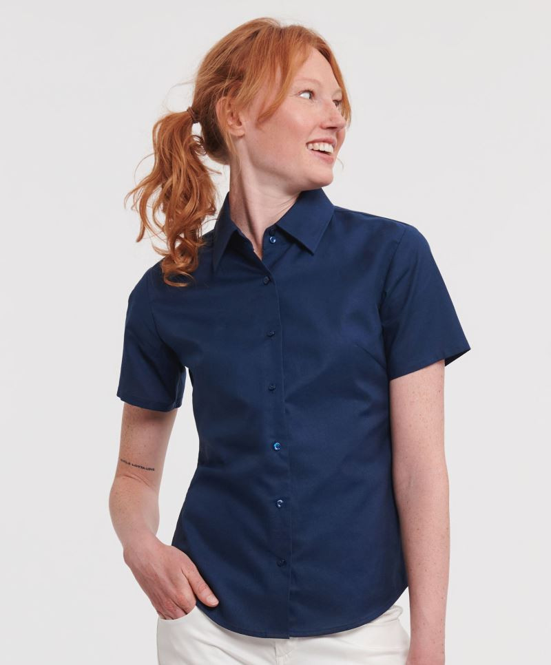 Russell 933F Oxford-Damenbluse kurzarm pflegeleicht